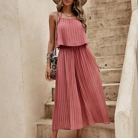 Redwood Casual Women's Floral Pleated French Romantic Vacation Pants Set - Picture 6 of 6